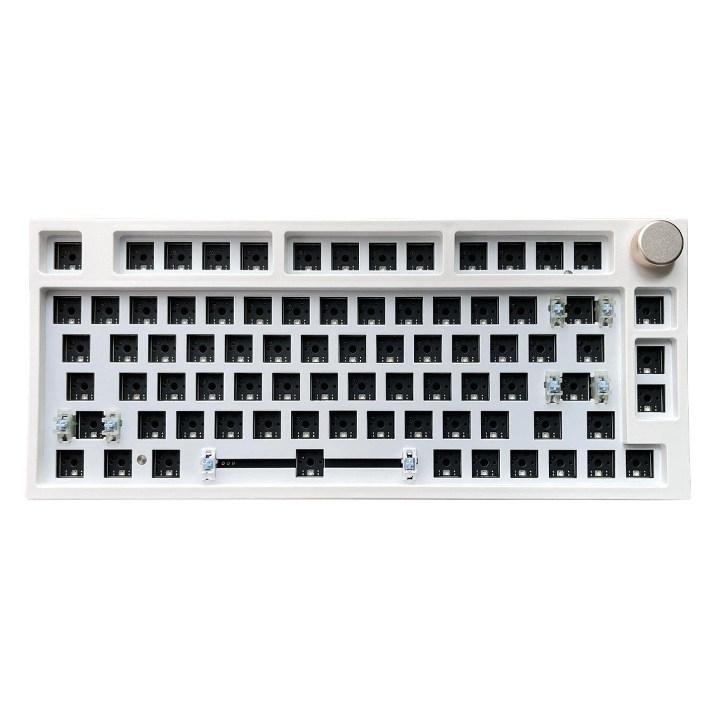 NJ80 barebones silver knob white case steel plate